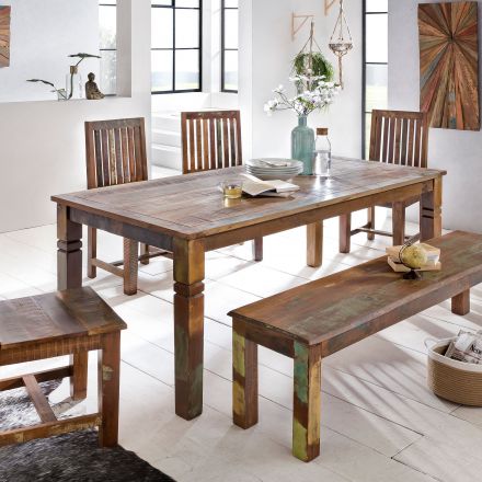 Impressionnante table de salle à manger, bois massif, Couleur : Manguier - Dimensions : 180 x 90 cm (l x p)