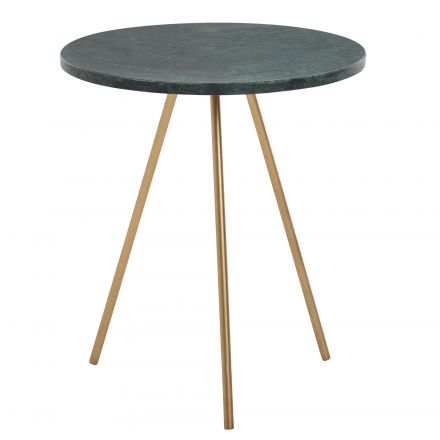 Table de salon en marbre véritable, Couleur : Vert / Or - dimensions : 38 x 38 x 44 cm (L x P x H)