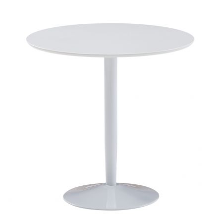 Table de salle à manger ronde, Couleur : Blanc - dimensions : 75 x 75 cm (l x p)