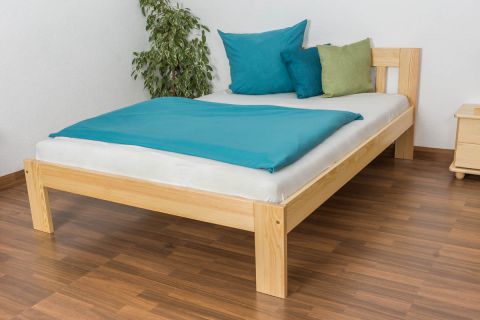 lit d'enfant / lit de jeune bois de pin massif naturel 75, y compris le sommier à lattes - dimension 140 x 200 cm