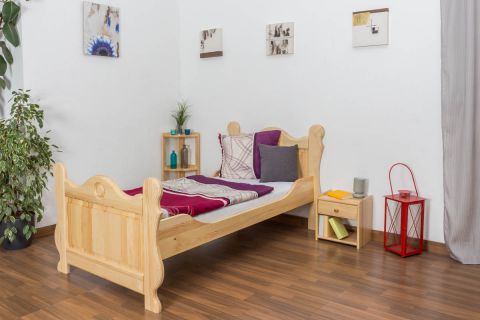 Lit simple / lit d'appoint en bois de pin massif, naturel 91, avec sommier à lattes - dimension 90 x 200 cm
