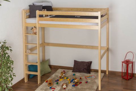 Lit pour enfants / lit d'appoint en bois de pin massif, naturel 120 - dimension 90 x 200 cm