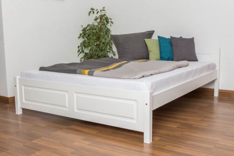 Lit double / lit d'appoint en pin massif laqué blanc 77, avec sommier à lattes - dimension 160 x 200 cm
