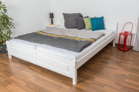 Lit double / lit d'appoint en pin massif laqué blanc 79, avec sommier à lattes - Dimensions 180 x 200 cm