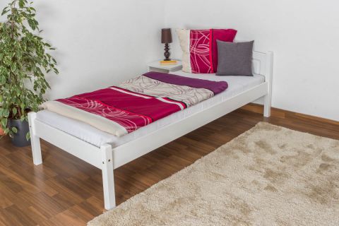 Lit simple / lit d'appoint en bois de pin massif, laqué blanc 86, avec sommier à lattes - dimension 90 x 200 cm