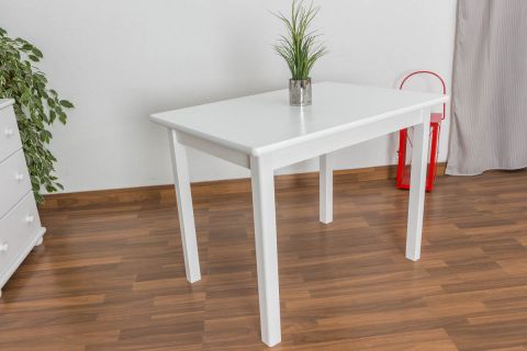 Table en bois de pin massif, laqué blanc Junco 228A (carrée) - Dimensions 70 x 100 cm