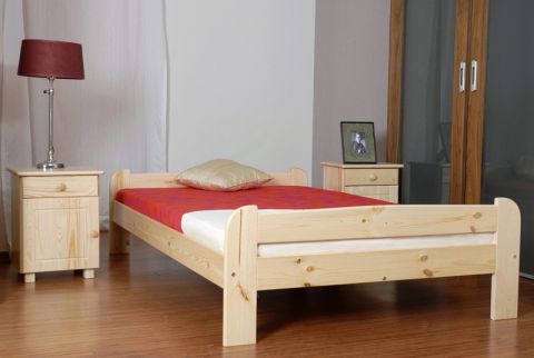 Lit d'enfant / lit de jeune en bois de pin massif naturel A11, y compris le sommier à lattes - dimension 120 x 200 cm