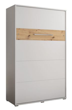 Lit escamotable Namsan 02 vertical, Couleur : Blanc mat / Chêne Artisan - Couchage : 120 x 200 cm (l x L)