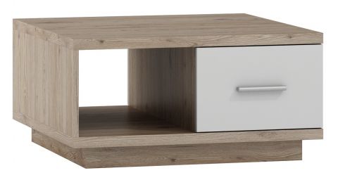 Table basse Kavieng 18, Couleur : Chêne / Blanc - Dimensions : 78 x 78 x 43 cm (L x P x H)