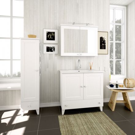 Meuble de salle de bains - Set B Dindigul, 3 pièces y compris lavabo / vasque, couleur : blanc mat