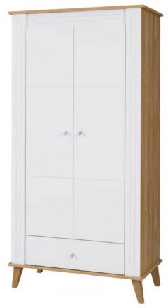 Armoire à portes battantes / armoire Bambey 01, couleur : chêne / blanc - 190 x 94 x 54 cm (H x L x P)