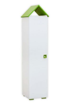 Chambre d'enfant - Armoire à portes battantes / armoire Daniel 04, couleur : Blanc / Vert - 191 x 48 x 46 cm (H x L x P)