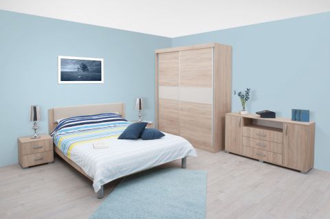 Chambre à coucher complète - Set B Bermeo, 5 pièces, couleur : brun chêne / crème