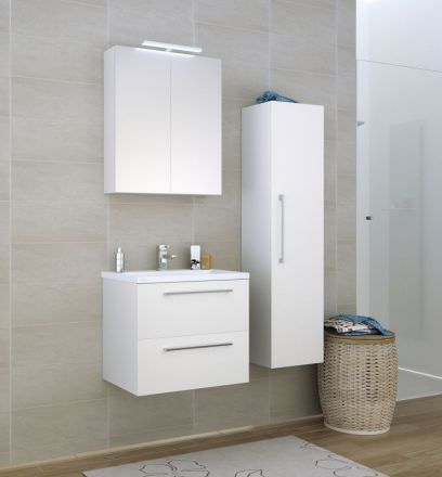 Meuble de salle de bains - Set C Nadiad, 3 pièces y compris lavabo / vasque, couleur : blanc brillant
