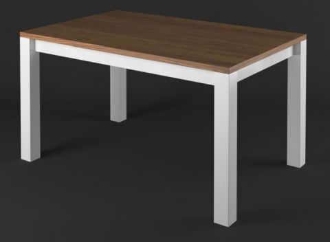 Table de salle à manger en bois de pin massif, blanc / brun Lagopus 15 - Dimensions : 180 x 90 cm (L x P)