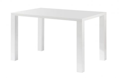 Table de salle à manger Daures 121 (rectangulaire), Couleur : Blanc brillant - Dimensions : 140 x 80 cm (L x P)