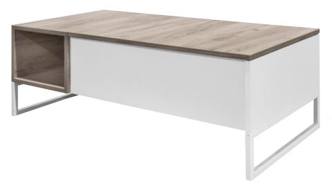 Table basse Granollers 06, Couleur : Chêne gris / Blanc - Dimensions : 105 x 55 x 38 cm (l x p x h)