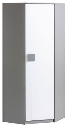 Chambre des jeunes - armoire à portes battantes / armoire Elias 07, couleur : blanc / gris - Dimensions : 187 x 71 x 71 cm (H x L x P)