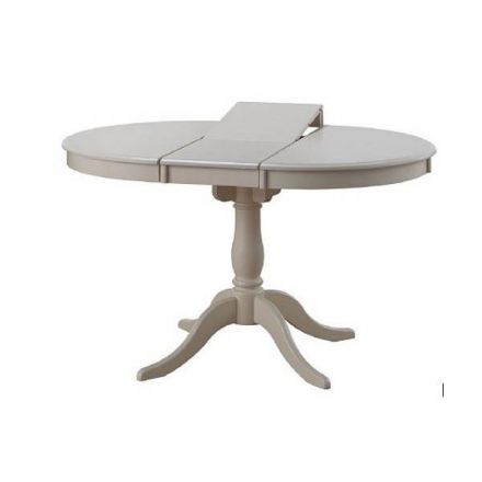 Table de salle à manger à rallonges Daures 95 (ovale), couleur : blanc - 90-119 x 90 cm (L x P)
