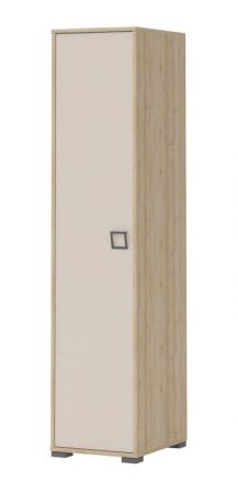 Armoire à portes battantes / armoire 10, couleur : hêtre / crème - 198 x 44 x 56 cm (h x l x p)