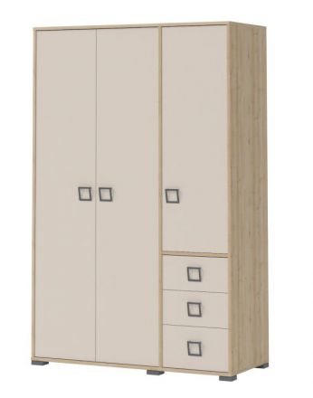 Chambre d'enfant - armoire à portes battantes / armoire Benjamin 14, couleur : hêtre / crème - 198 x 126 x 56 cm (h x l x p)