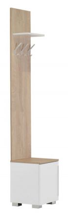 Porte-manteau Burgos 04, Couleur : Chêne / Blanc - 215 x 40 x 38 cm (h x l x p)