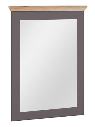Miroir Cuenca 11, Couleur : Chêne / Gris - Dimensions : 103 x 80 x 6 cm (H x L x P)