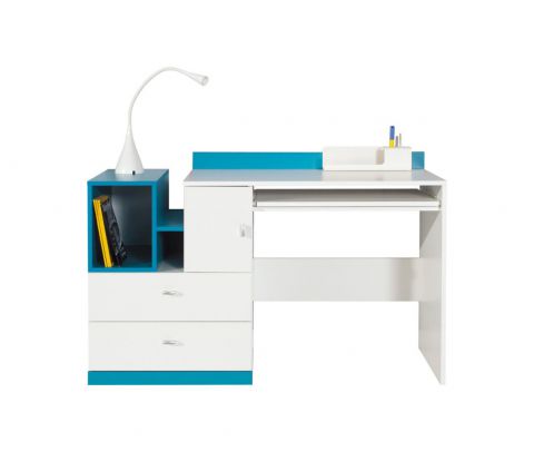 Chambre d'adolescents - Bureau "Geel" 11, blanc / turquoise - Dimensions : 83 x 130 x 55 cm (H x L x P)