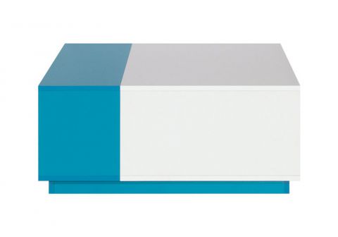 Chambre d'adolescents - Table basse "Geel" 16, blanche / turquoise - Dimensions : 80 x 80 x 35 cm (L x P x H)