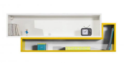 Chambre d'adolescents - Étagère suspendue "Geel" 35, blanc / jaune - Dimensions : 40 x 115 x 25 cm (h x l x p)