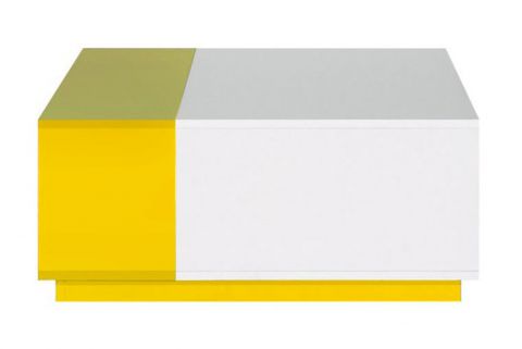 Chambre d'adolescents - Table basse "Geel" 37, blanche / jaune - Dimensions : 80 x 80 x 35 cm (L x P x H)