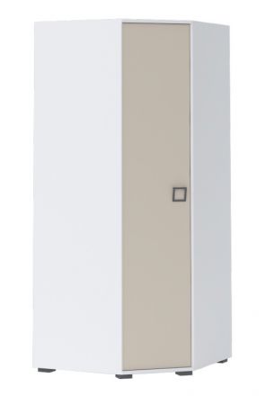 Armoire à portes battantes / armoire d'angle 15, couleur : blanc / crème - Dimensions : 198 x 86 x 86 cm (H x L x P)