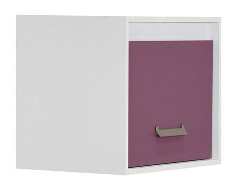 Chambre d'enfant - Armoire suspendue Koa 17, Couleur : Blanc / Violet - Dimensions : 50 x 60 x 42 cm (H x L x P)