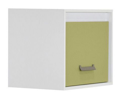 Chambre d'enfant - Armoire suspendue Koa 17, Couleur : Blanc / Vert - Dimensions : 50 x 60 x 42 cm (H x L x P)