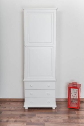 Armoire en pin massif laqué blanc Junco 42 - Dimensions 195 x 65 x 42 cm