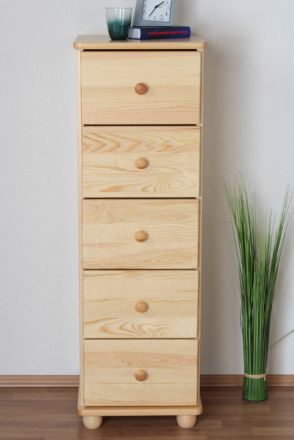 Commode en bois de pin massif, naturel Junco 142 - Dimensions : 123 x 40 x 42 cm (H x L x P)