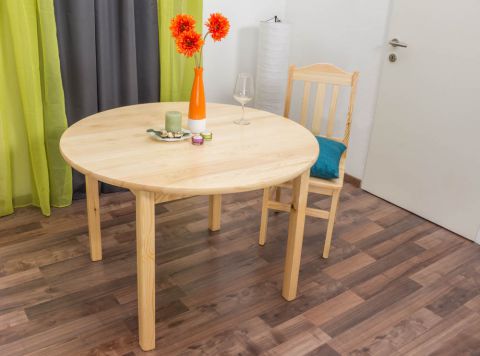 Table en bois de pin massif naturel 003 (ronde) - diamètre 110 cm