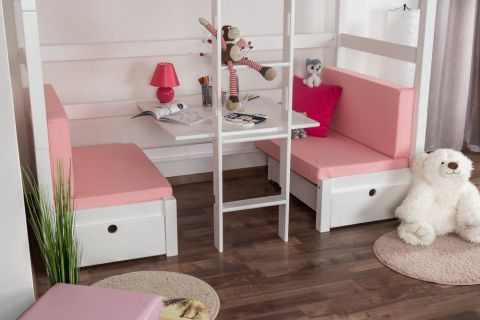Set de 2 coussins pour lit d'enfant / lit superposé / lit fonctionnel Tim - couleur : rose