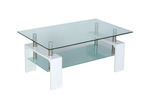 Table basse Dakoro 69, couleur : blanc - Dimensions : 45 x 100 x 63 cm (H x L x P)
