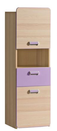 Chambre des jeunes - Commode Dennis 04, couleur : violet cendré - Dimensions : 144 x 45 x 40 cm (h x l x p)