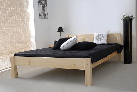 Lit simple / lit d'appoint en bois de pin massif naturel A1, sommier à lattes inclus - Dimensions 140 x 200 cm