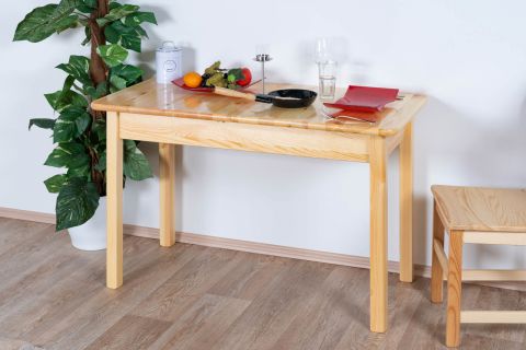 Table extensible en bois de pin massif naturel 008 (rectangulaire) - Dimensions 120/150 x 60 cm (L x P)