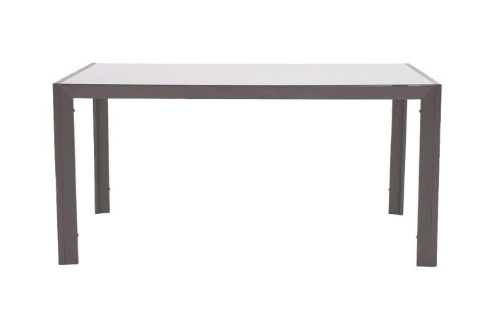Table de jardin avec plateau en verre Miami en aluminium - Couleur : aluminium gris, Longueur : 1500 mm, Largeur : 900 mm, Hauteur : 720 mm