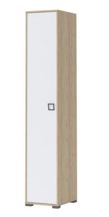 Armoire à portes battantes / armoire 16, couleur : hêtre / blanc - 236 x 44 x 56 cm (H x L x P)