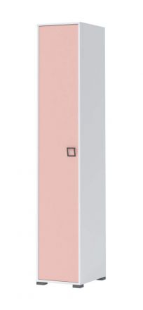 Chambre d'enfant - Armoire à portes battantes Benjamin 51 / penderie, Couleur : Blanc / Rose - Dimensions : 236 x 44 x 56 cm (H x L x P)