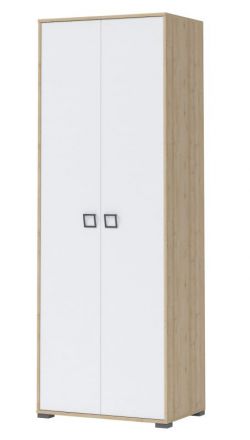 Armoire à portes battantes / armoire 17, couleur : hêtre / blanc - 236 x 84 x 56 cm (H x L x P)
