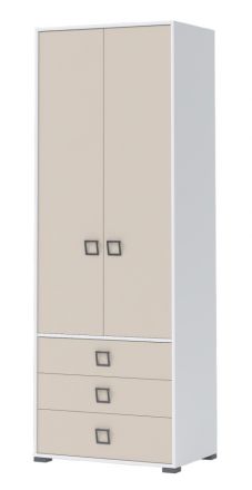 Armoire à portes battantes / armoire 18, couleur : blanc / crème - Dimensions : 236 x 84 x 56 cm (H x L x P)