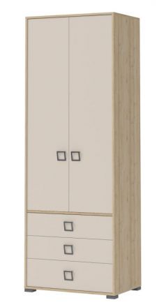 Armoire à portes battantes / armoire 18, couleur : hêtre / crème - 236 x 84 x 56 cm (h x l x p)