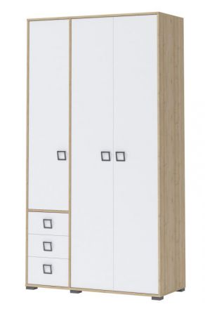 Armoire à portes battantes / armoire 19, couleur : hêtre / blanc - 236 x 126 x 56 cm (h x l x p)