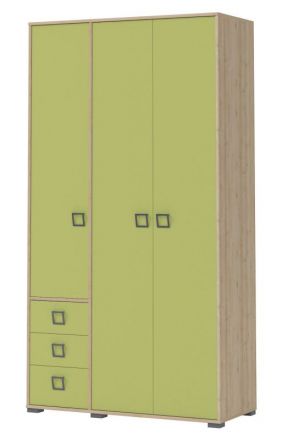 Chambre d'enfant - armoire à portes battantes / armoire Benjamin 19, couleur : hêtre / olive - 236 x 126 x 56 cm (h x l x p)